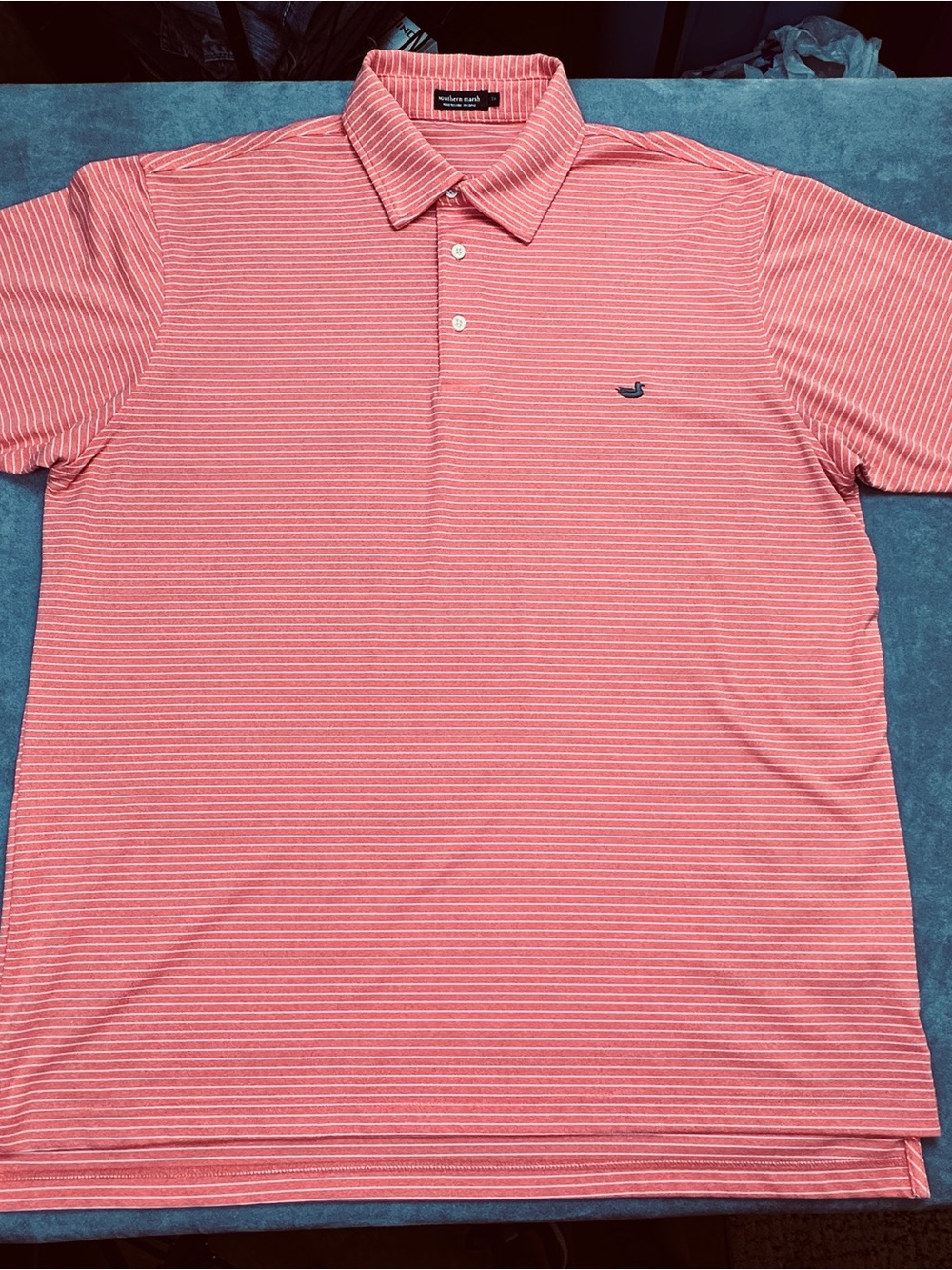 Southern Marsh Bermuda Performance Polo Men's 2X Orange Striped Moisture Wicking